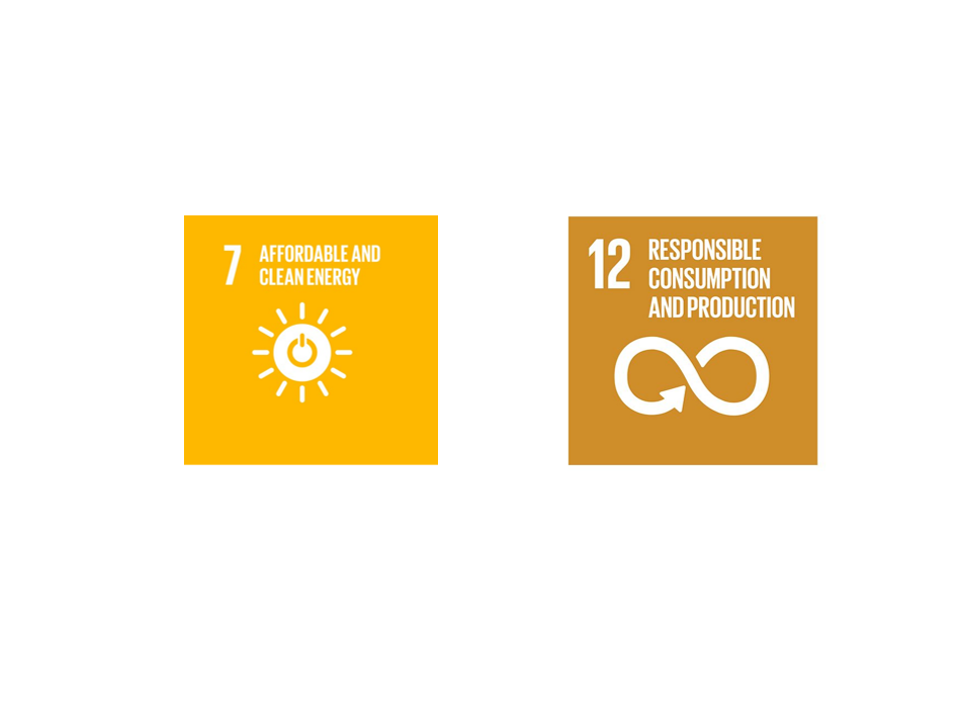 Logos for „Affordable and Clean Energy“ und „Responsible consumption and Production“.