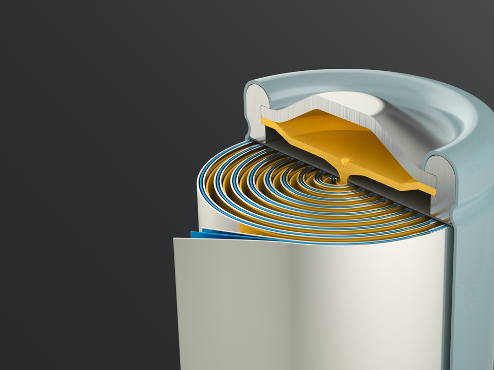 Schematic depiction of a battery cell’s inside.