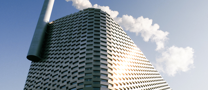 Aluminium façade of a factory.