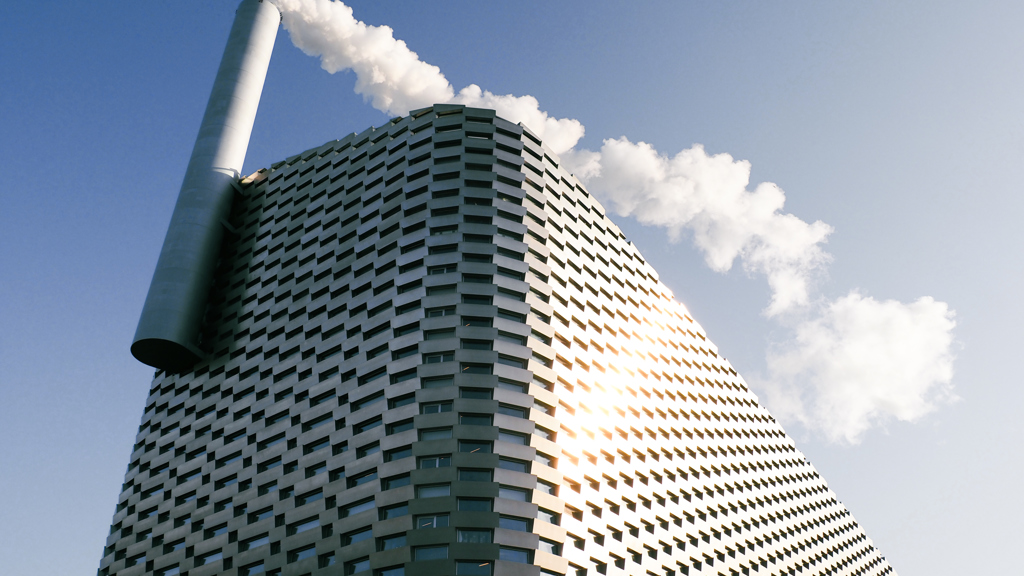 Aluminium façade of a factory.